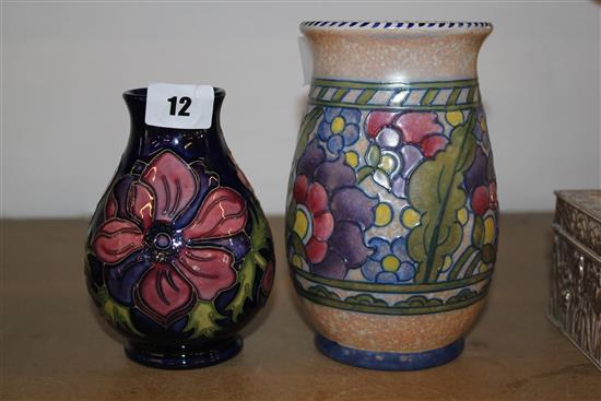 Moorcroft vase & Charlotte Rhead vase